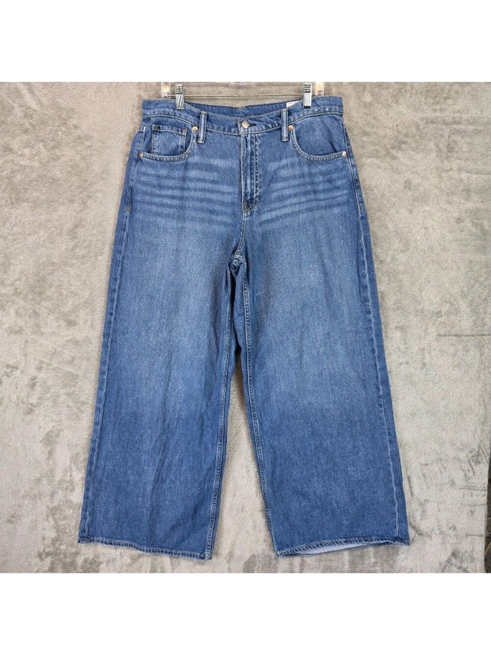 Gap Baggy Mid Rise Jeans Womens 31 12R Blue Med Wash Wide Leg Relaxed Denim